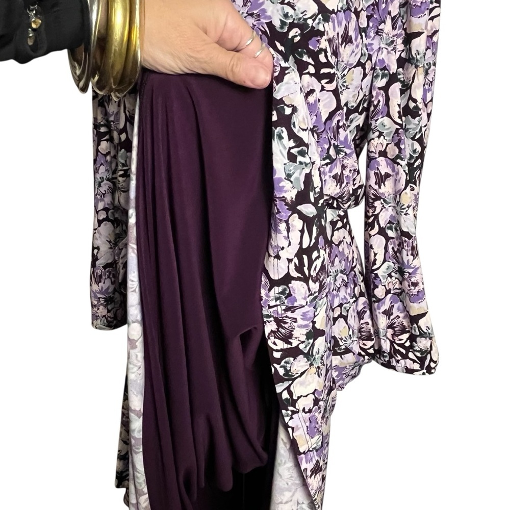 Lauren Ralph Lauren Ditzy Floral Purple Balloon Sleeve Dress Midi – Size 12 - Picture 8 of 11